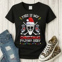 This Is My Christmas Pajama Funny Ice hockey Christmas Women's T-Shirt thumb 3
