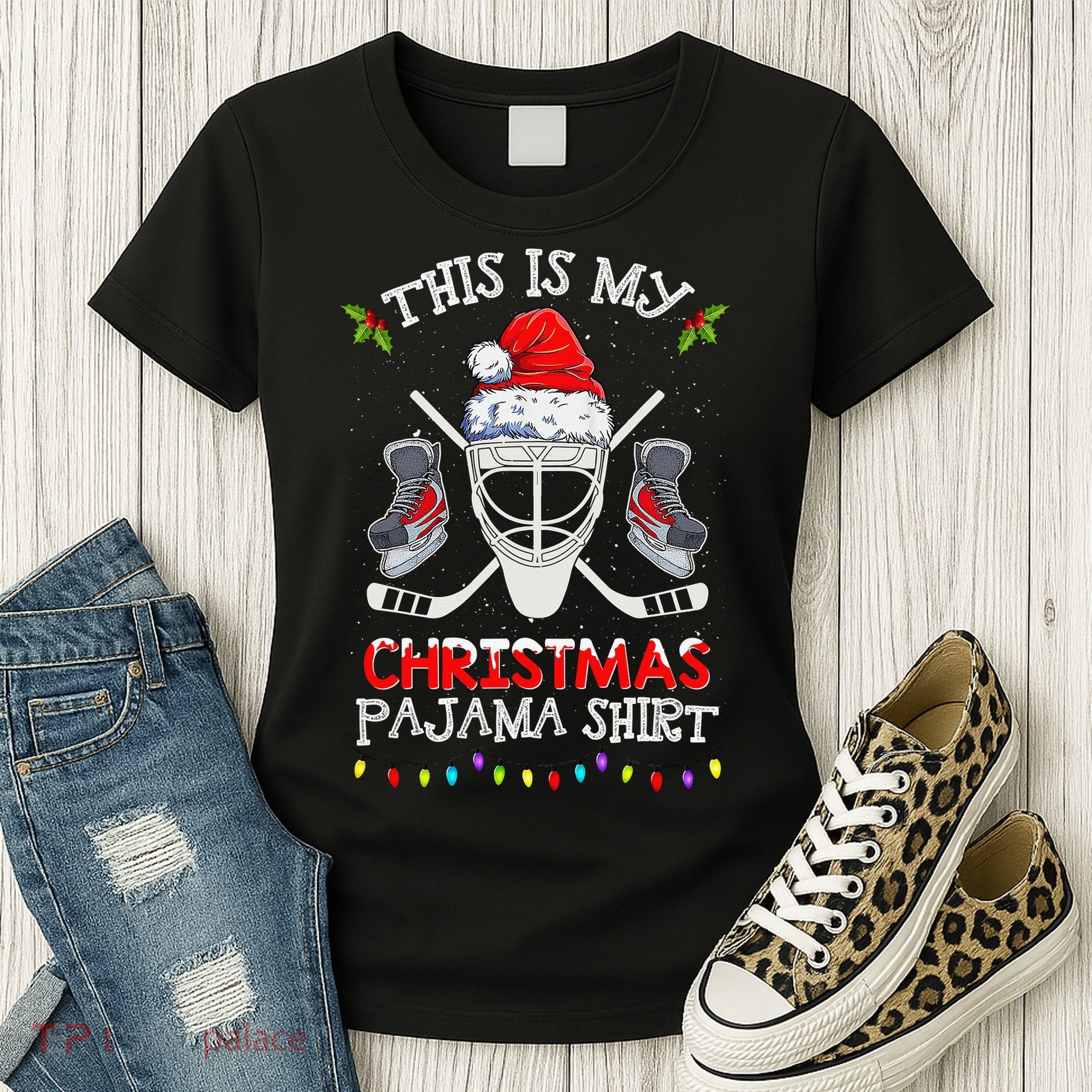This Is My Christmas Pajama Funny Ice hockey Christmas Women's T-Shirt