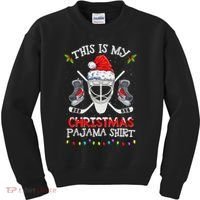 This Is My Christmas Pajama Funny Ice hockey Christmas Kids Sweatshirt thumb 0
