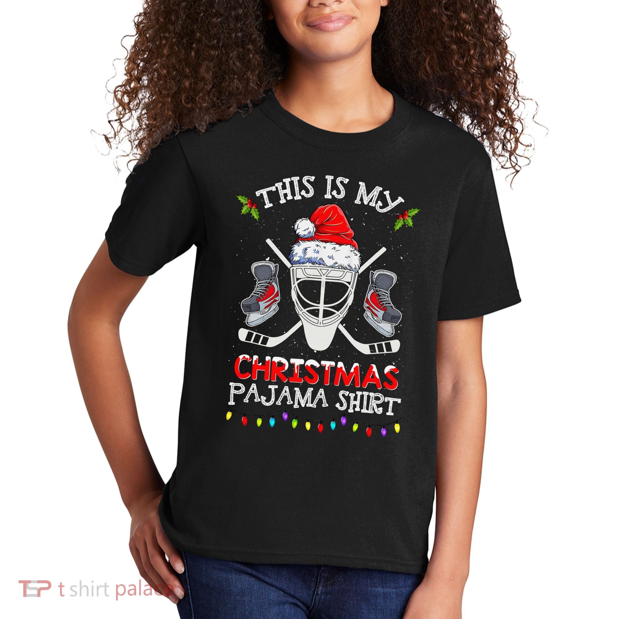 This Is My Christmas Pajama Funny Ice hockey Christmas Kids T-Shirt
