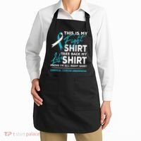 This Is My Fight Cervical Cancer Awareness White Teal Ribbon Apron thumb 2