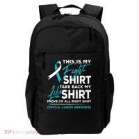 This Is My Fight Cervical Cancer Awareness White Teal Ribbon Backpack thumb 0