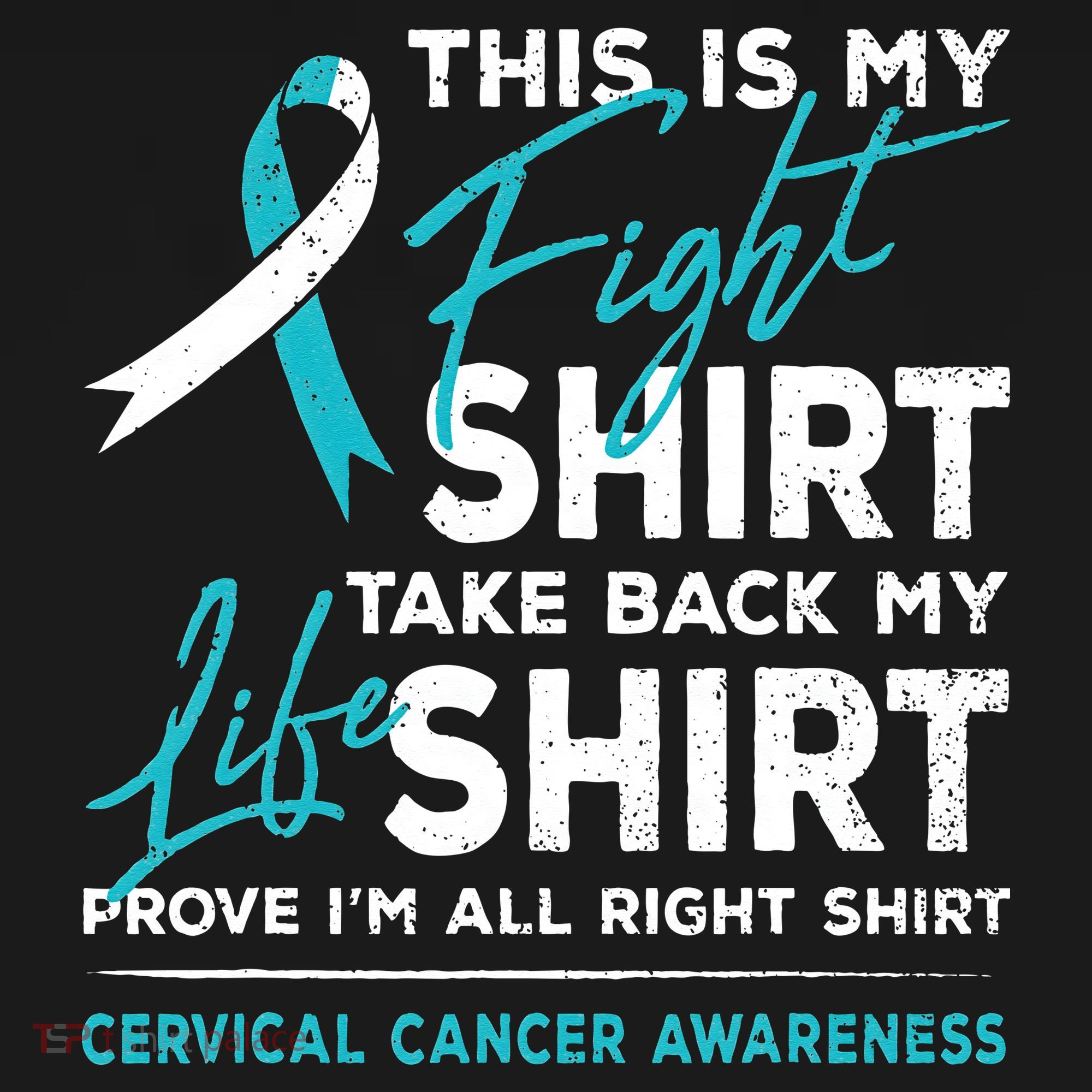This Is My Fight Cervical Cancer Awareness White Teal Ribbon Women's Hoodie