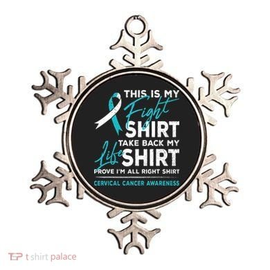 This Is My Fight Cervical Cancer Awareness White Teal Ribbon Ornament