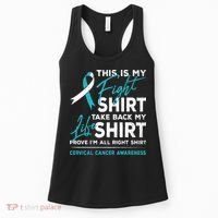 This Is My Fight Cervical Cancer Awareness White Teal Ribbon Women's Tank Top thumb 0