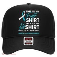 This Is My Fight Cervical Cancer Awareness White Teal Ribbon Hat thumb 0