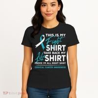 This Is My Fight Cervical Cancer Awareness White Teal Ribbon Women's T-Shirt thumb 4