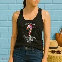 This Is My Christmas Pajama Candy Cane Women's Tank Top thumb 2