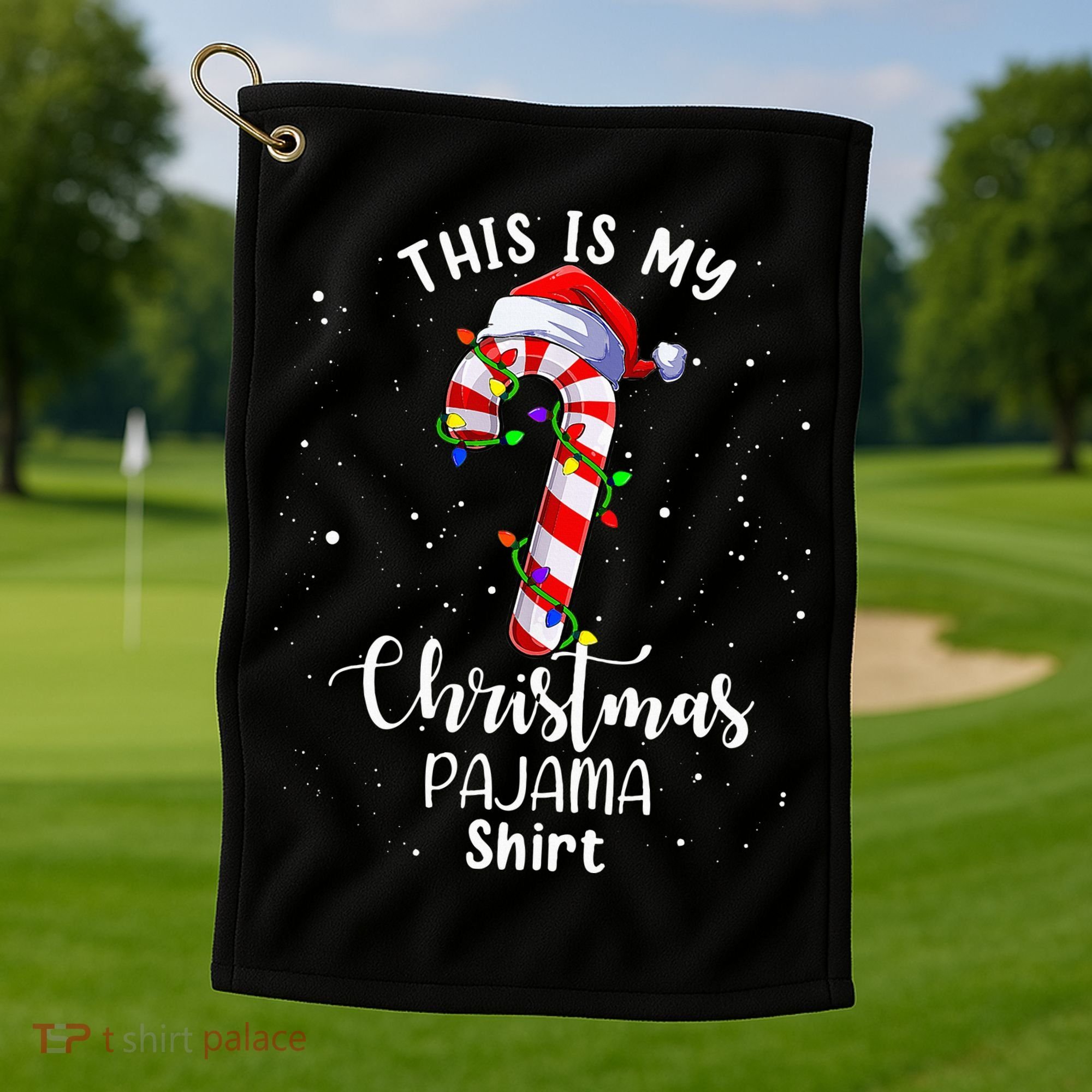 This Is My Christmas Pajama Candy Cane Golf Towel