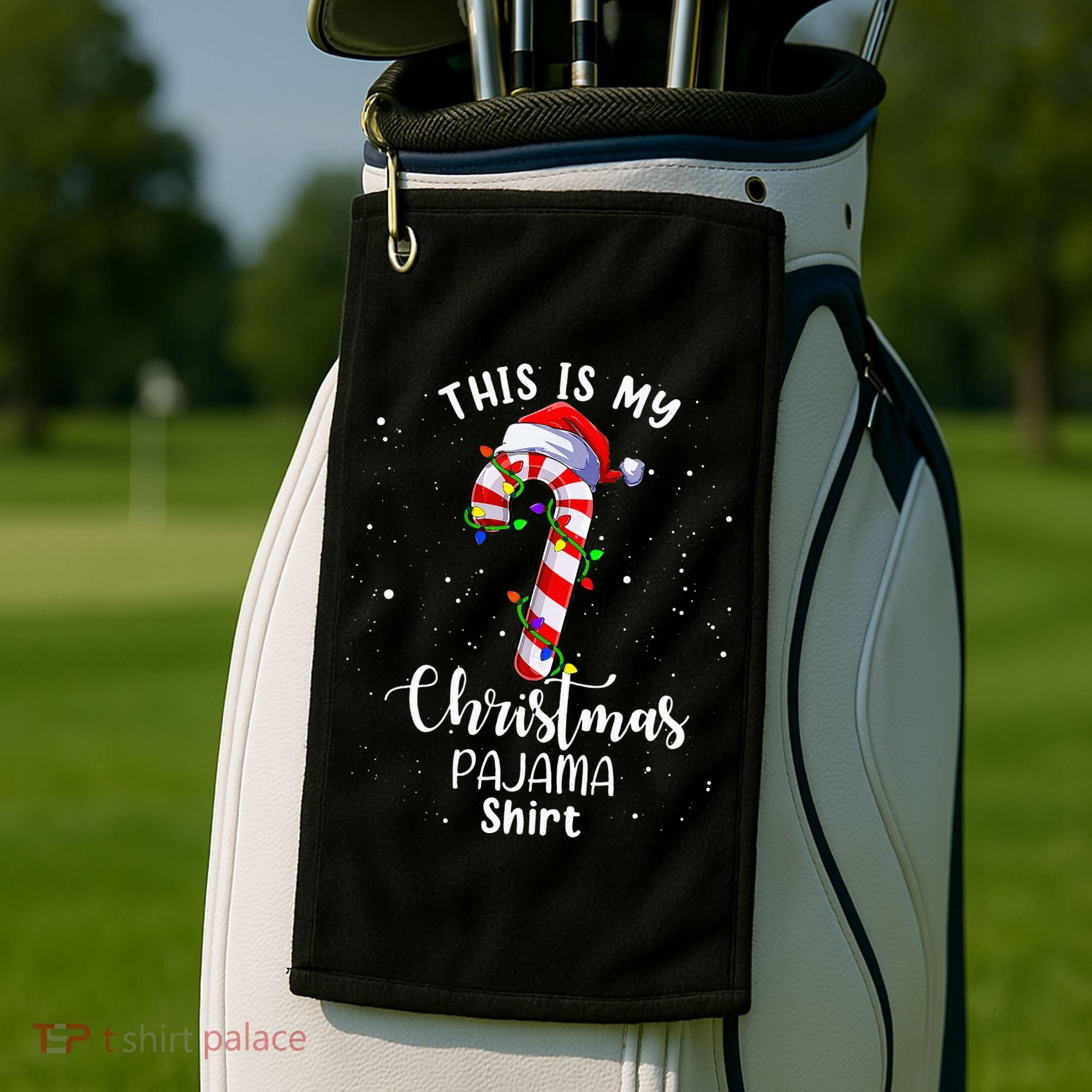 This Is My Christmas Pajama Candy Cane Golf Towel