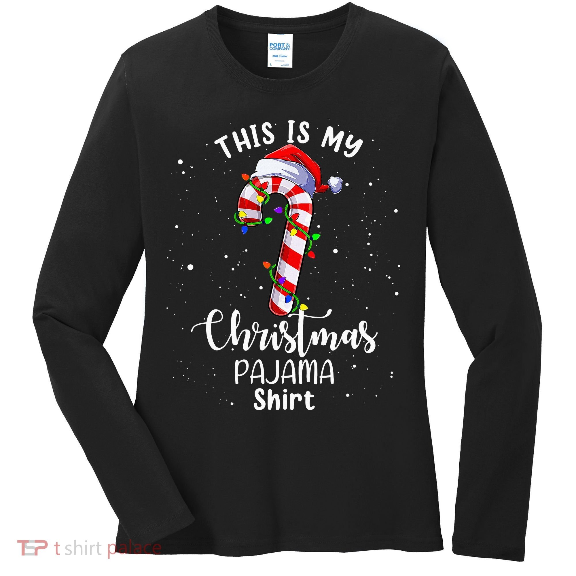 This Is My Christmas Pajama Candy Cane Women's Long Sleeve Shirt