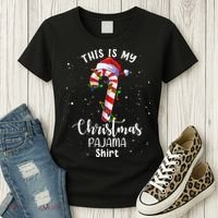 This Is My Christmas Pajama Candy Cane Women's T-Shirt thumb 3
