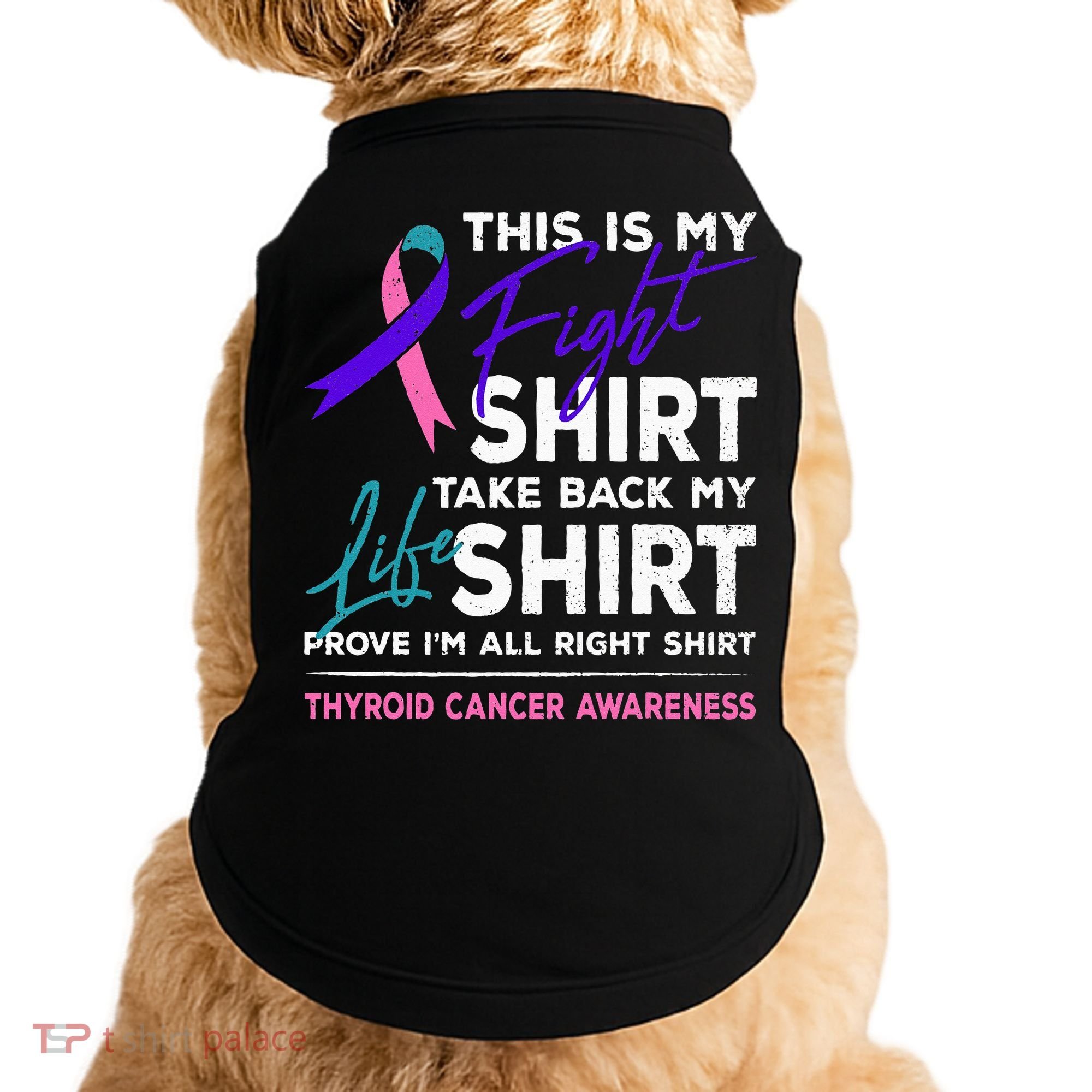 This Is My Fight Thyroid Cancer Awareness Ribbon Gift Doggie Tank