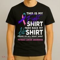 This Is My Fight Thyroid Cancer Awareness Ribbon Gift T-Shirt thumb 3