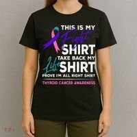 This Is My Fight Thyroid Cancer Awareness Ribbon Gift T-Shirt thumb 4