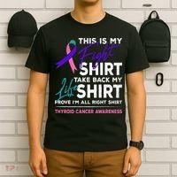 This Is My Fight Thyroid Cancer Awareness Ribbon Gift T-Shirt thumb 6