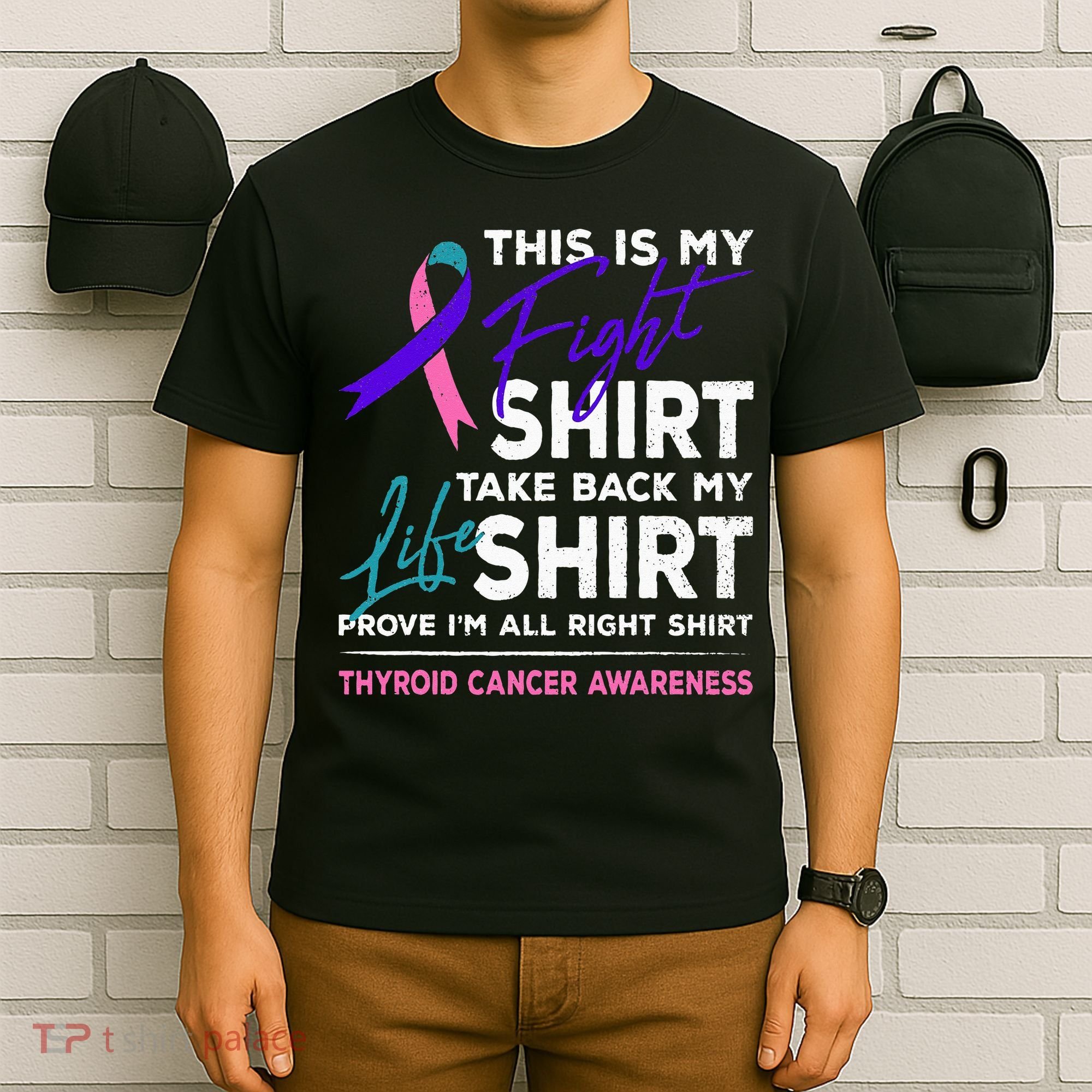 This Is My Fight Thyroid Cancer Awareness Ribbon Gift T-Shirt