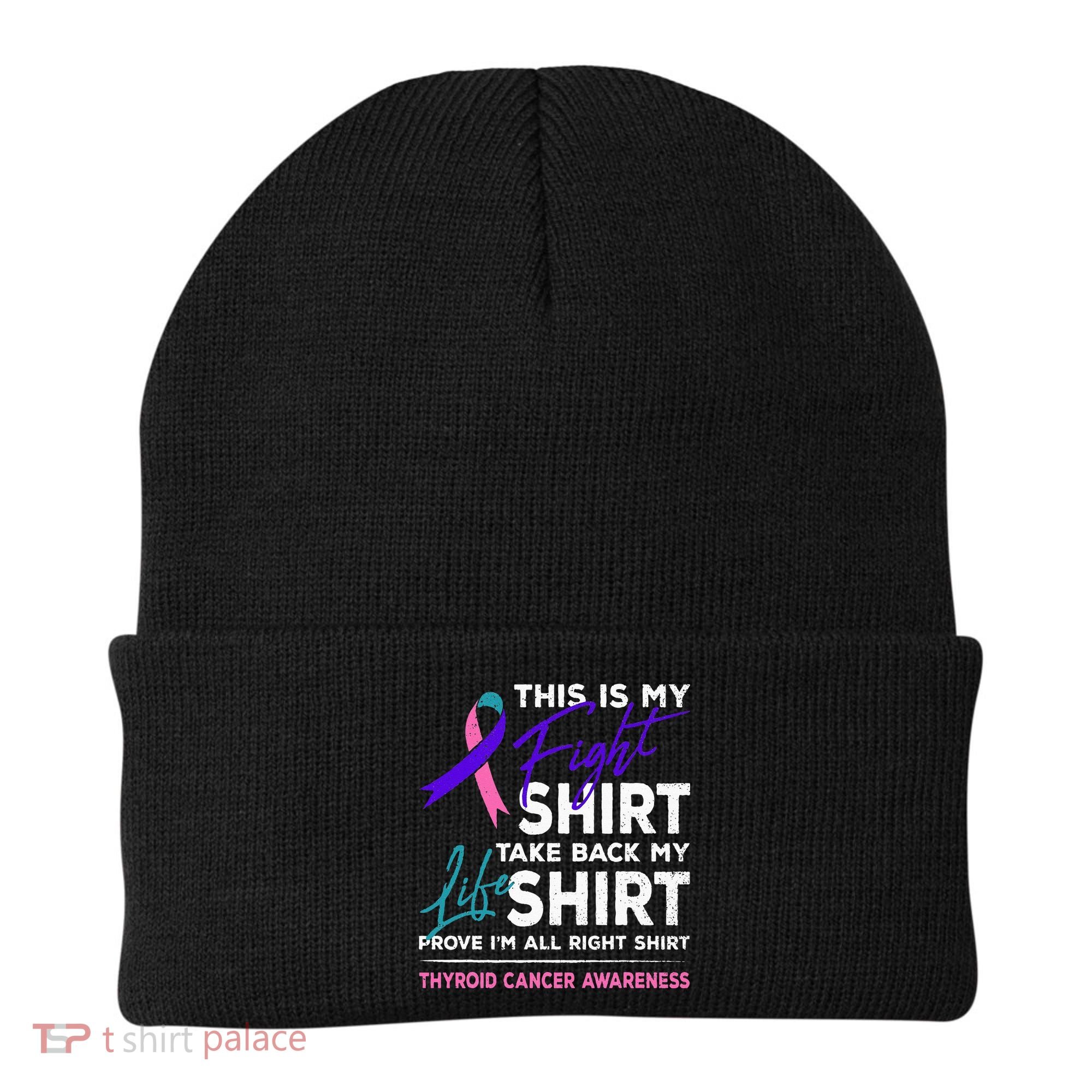 This Is My Fight Thyroid Cancer Awareness Ribbon Gift Beanie