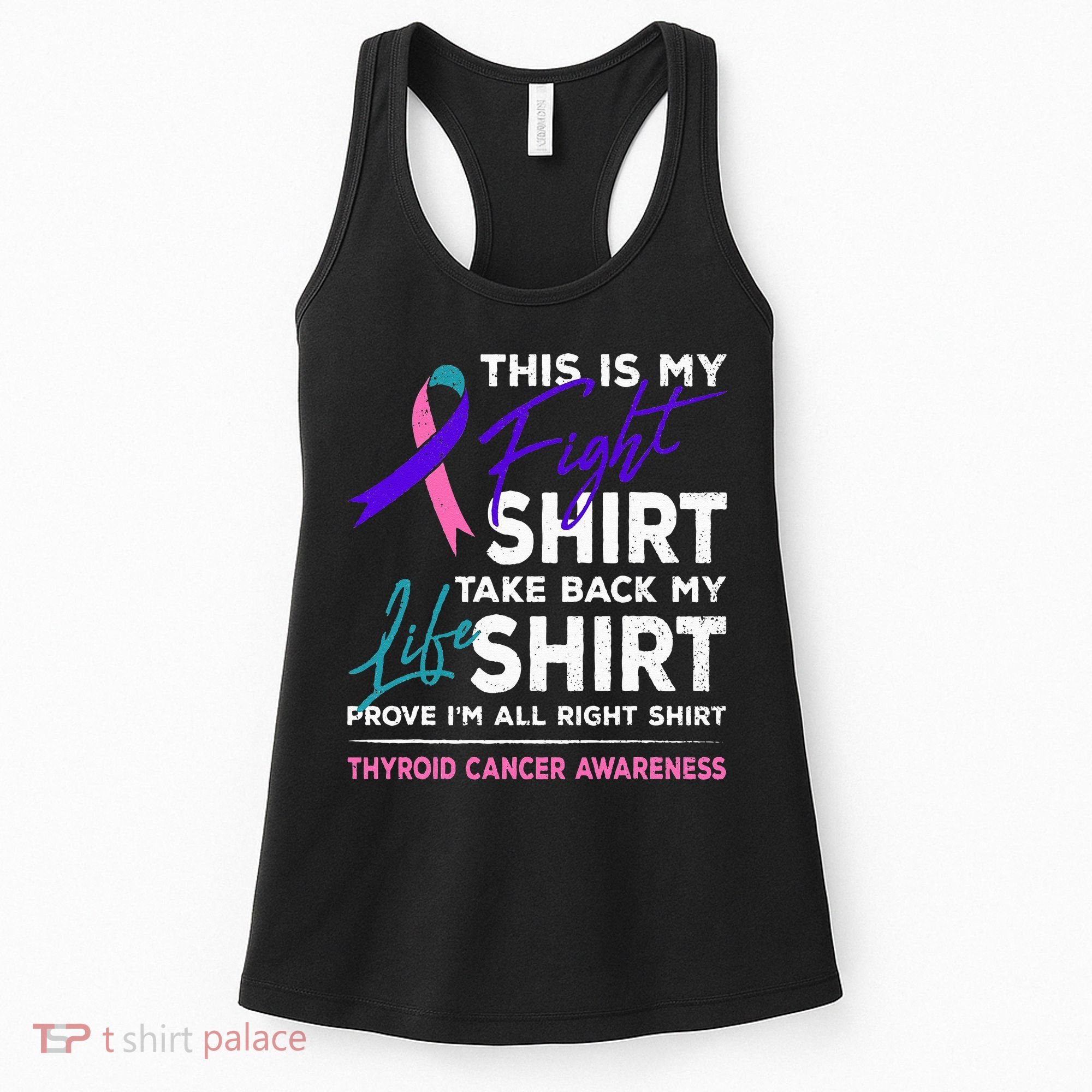 This Is My Fight Thyroid Cancer Awareness Ribbon Gift Women's Tank Top