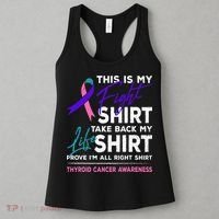 This Is My Fight Thyroid Cancer Awareness Ribbon Gift Women's Tank Top thumb 3