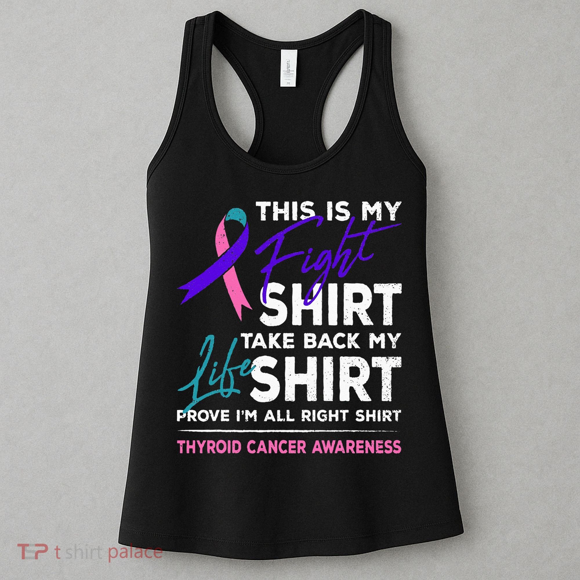 This Is My Fight Thyroid Cancer Awareness Ribbon Gift Women's Tank Top