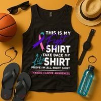 This Is My Fight Thyroid Cancer Awareness Ribbon Gift Tank Top thumb 4
