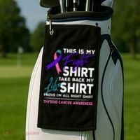 This Is My Fight Thyroid Cancer Awareness Ribbon Gift Golf Towel thumb 2