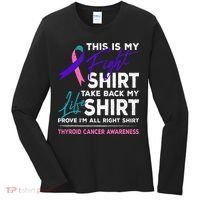 This Is My Fight Thyroid Cancer Awareness Ribbon Gift Women's Long Sleeve Shirt thumb 0