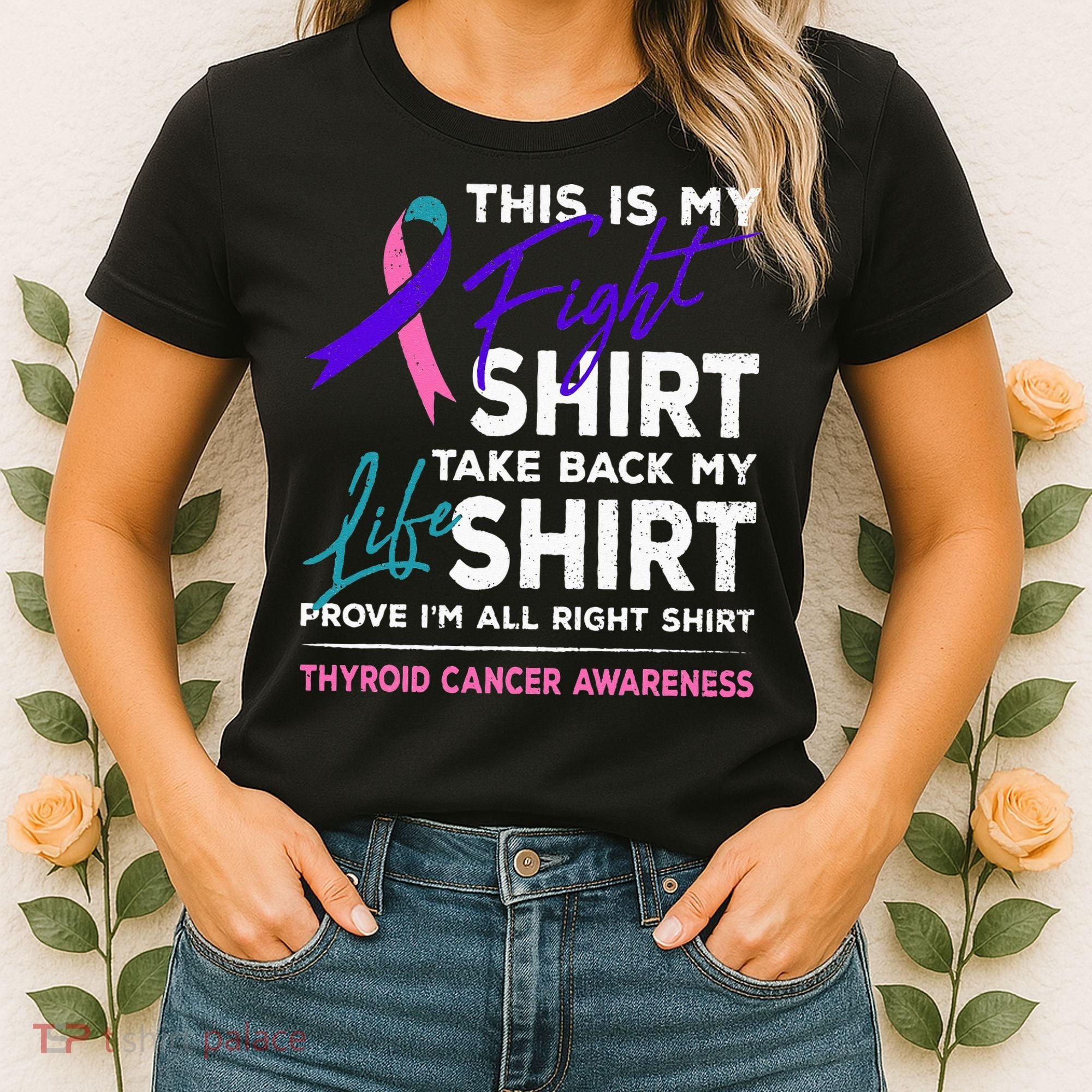 This Is My Fight Thyroid Cancer Awareness Ribbon Gift Women's T-Shirt