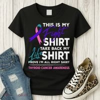 This Is My Fight Thyroid Cancer Awareness Ribbon Gift Women's T-Shirt thumb 3