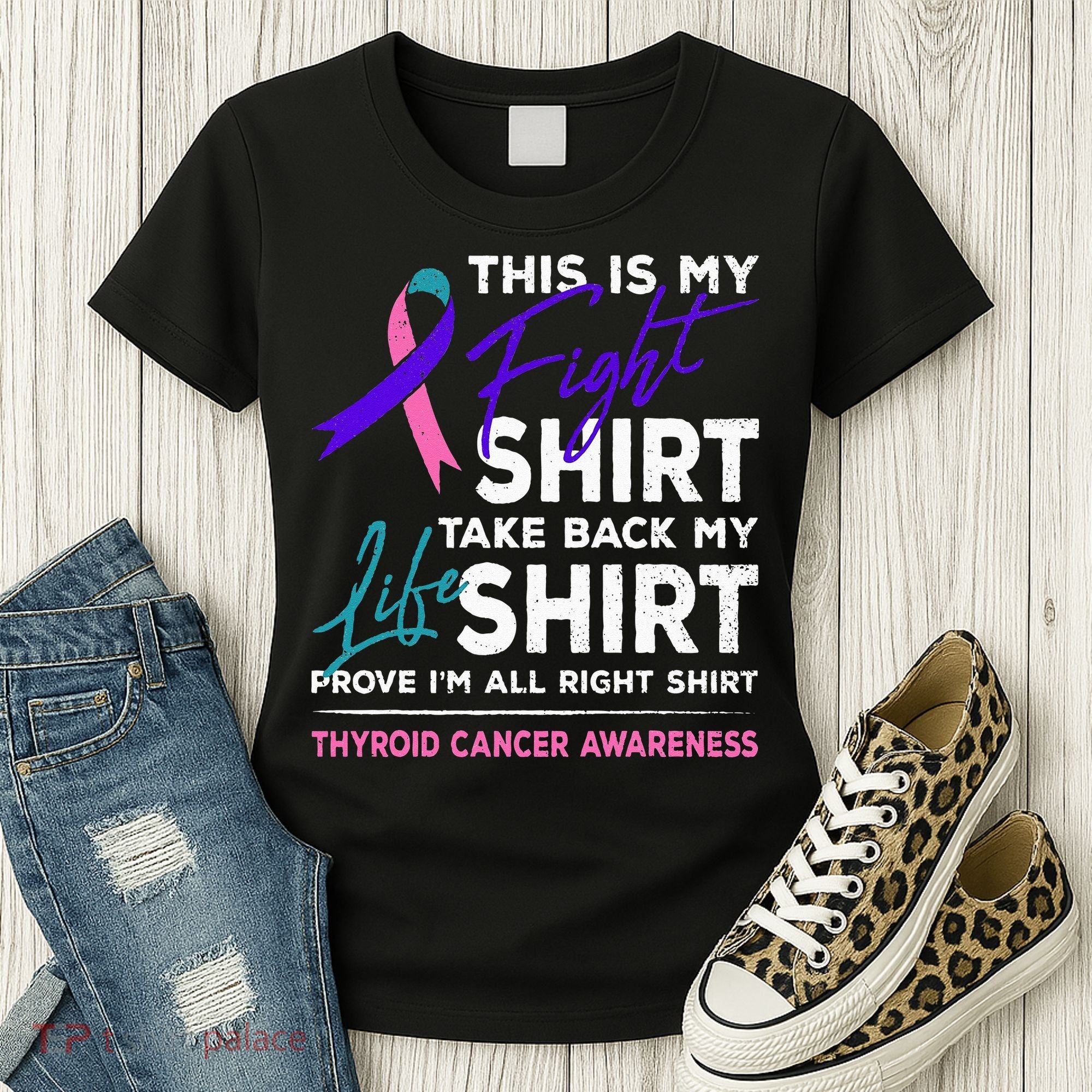 This Is My Fight Thyroid Cancer Awareness Ribbon Gift Women's T-Shirt