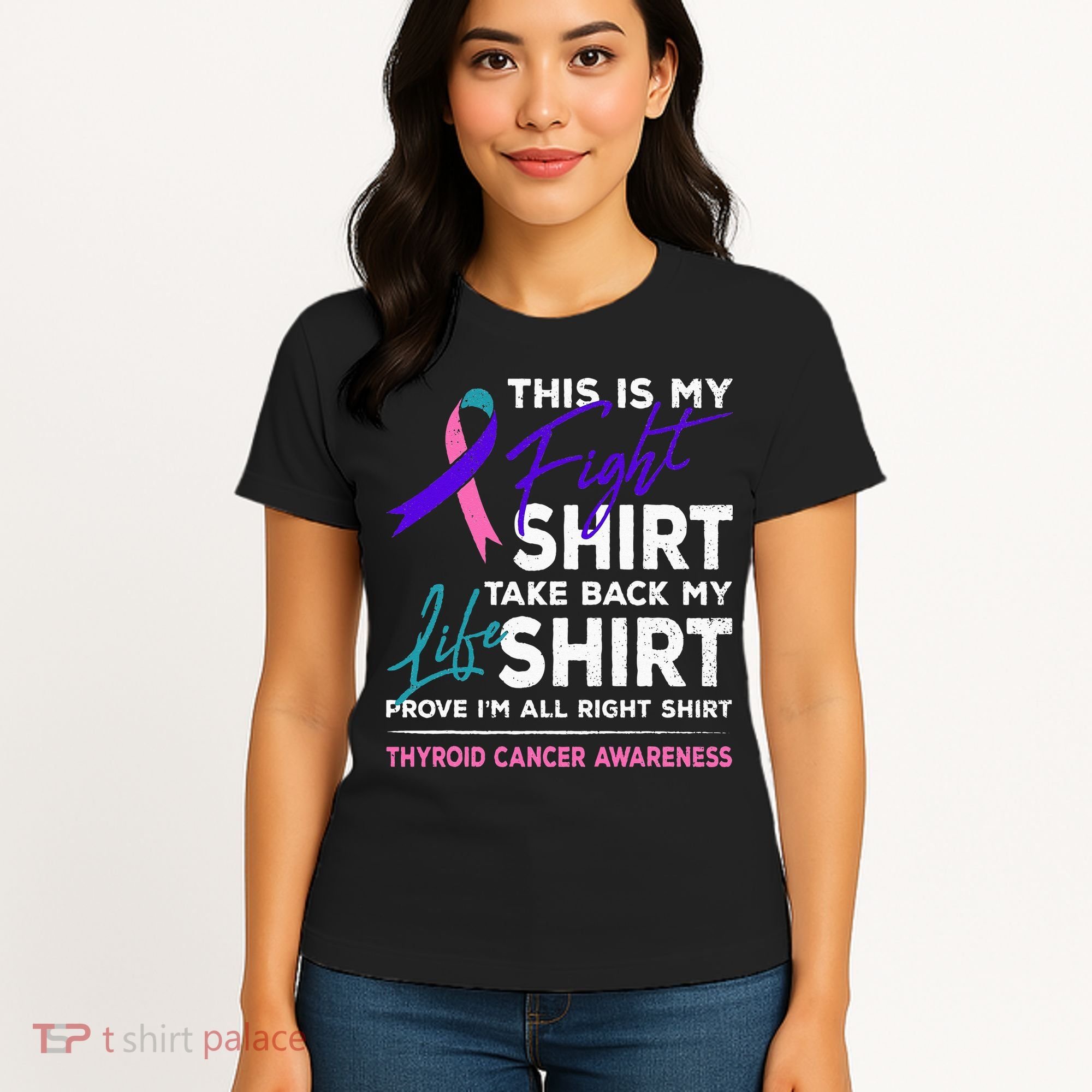 This Is My Fight Thyroid Cancer Awareness Ribbon Gift Women's T-Shirt