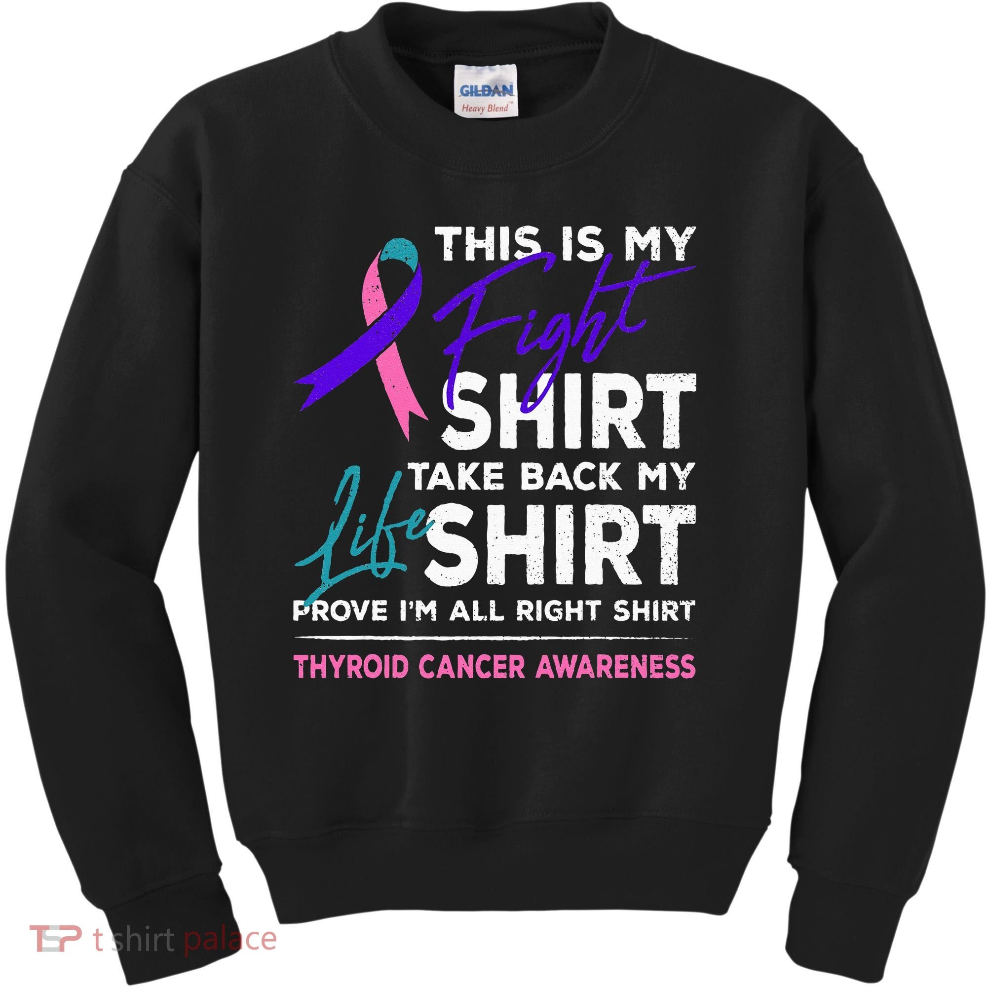 This Is My Fight Thyroid Cancer Awareness Ribbon Gift Kids Sweatshirt