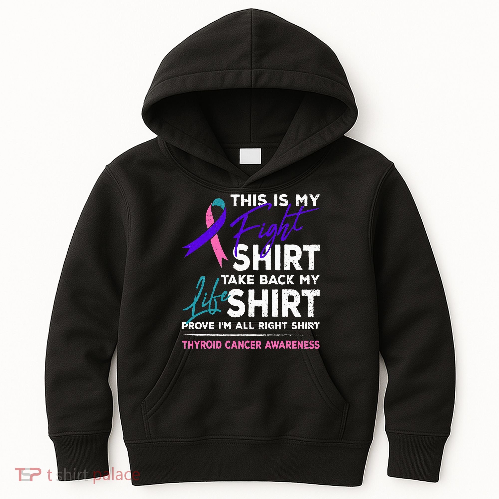 This Is My Fight Thyroid Cancer Awareness Ribbon Gift Kids Hoodie