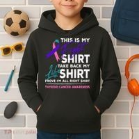 This Is My Fight Thyroid Cancer Awareness Ribbon Gift Kids Hoodie thumb 2