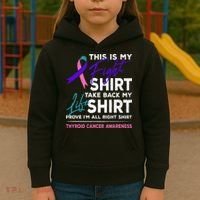 This Is My Fight Thyroid Cancer Awareness Ribbon Gift Kids Hoodie thumb 3