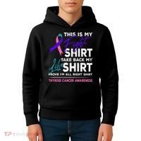 This Is My Fight Thyroid Cancer Awareness Ribbon Gift Kids Hoodie thumb 4