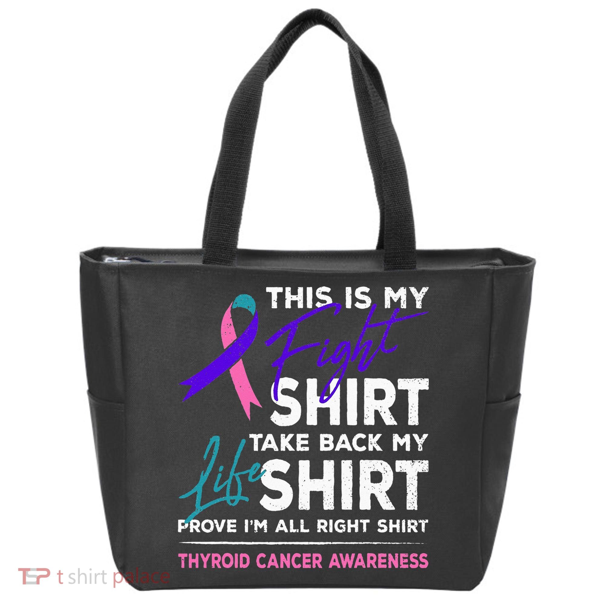 This Is My Fight Thyroid Cancer Awareness Ribbon Gift Tote Bag