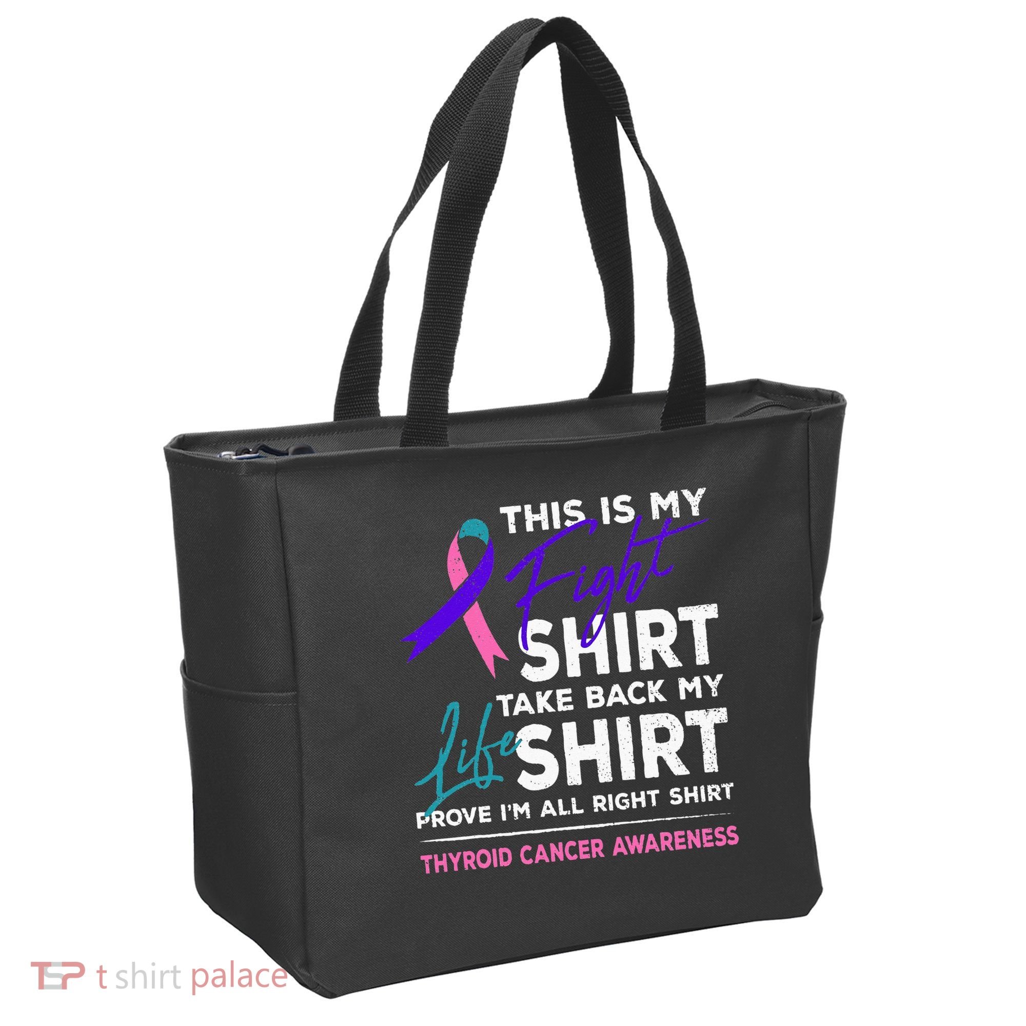 This Is My Fight Thyroid Cancer Awareness Ribbon Gift Tote Bag