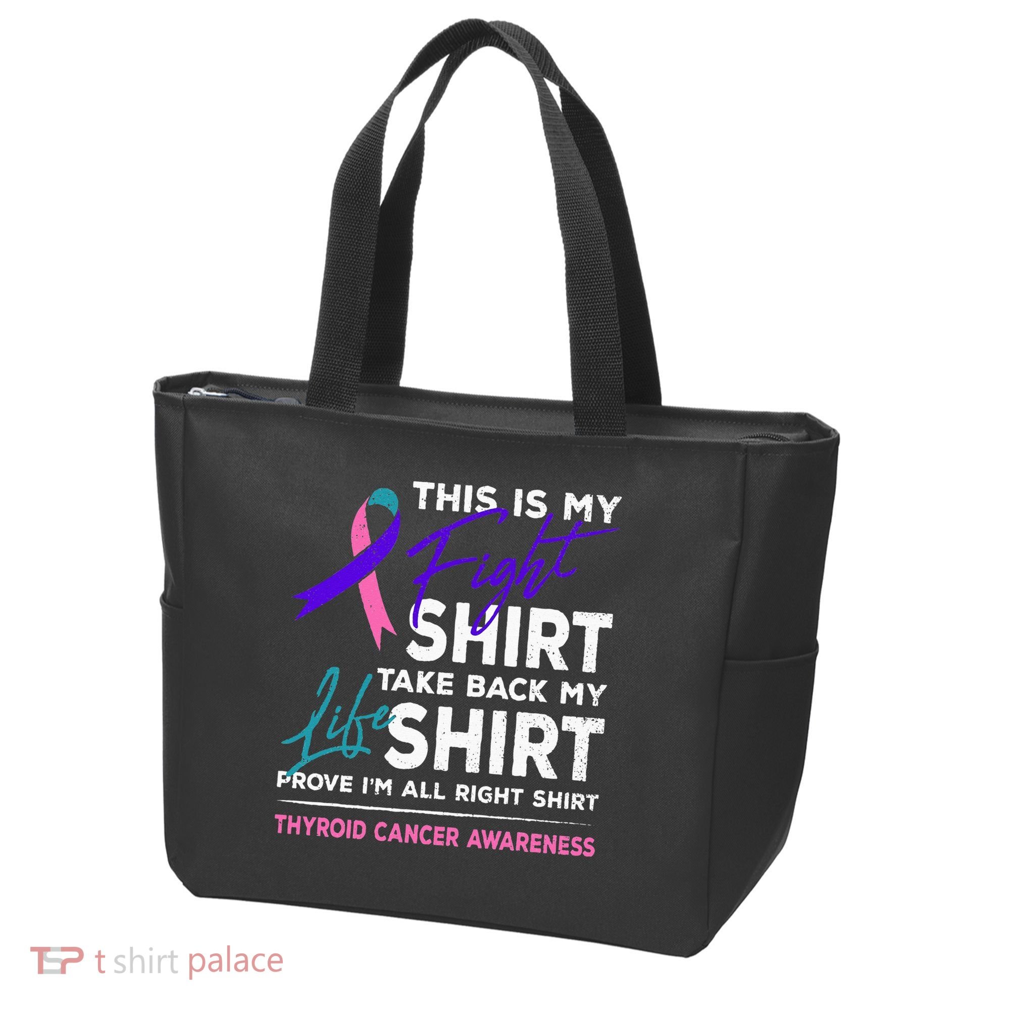 This Is My Fight Thyroid Cancer Awareness Ribbon Gift Tote Bag