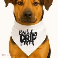 This Is My Birthday Drip USA-Made Doggie Bandana thumb 1