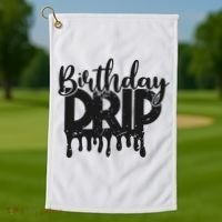 This Is My Birthday Drip Golf Towel thumb 1