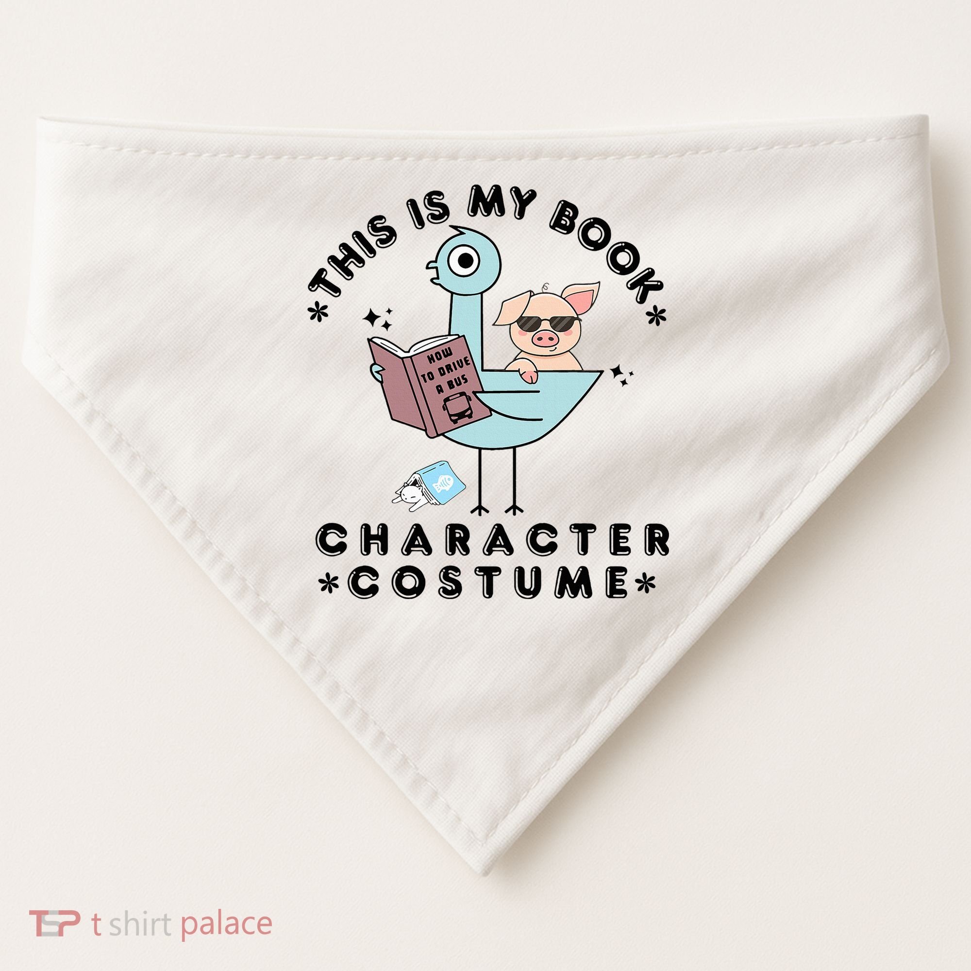 This Is My Book Character Costume Pigeon Reading USA-Made Doggie Bandana