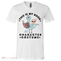 This Is My Book Character Costume Pigeon Reading V-Neck T-Shirt thumb 0