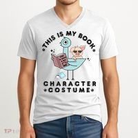This Is My Book Character Costume Pigeon Reading V-Neck T-Shirt thumb 2