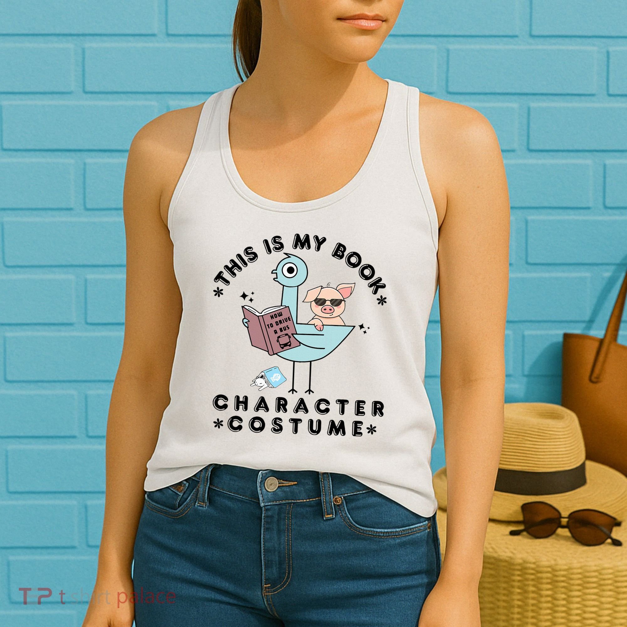 This Is My Book Character Costume Pigeon Reading Women's Tank Top