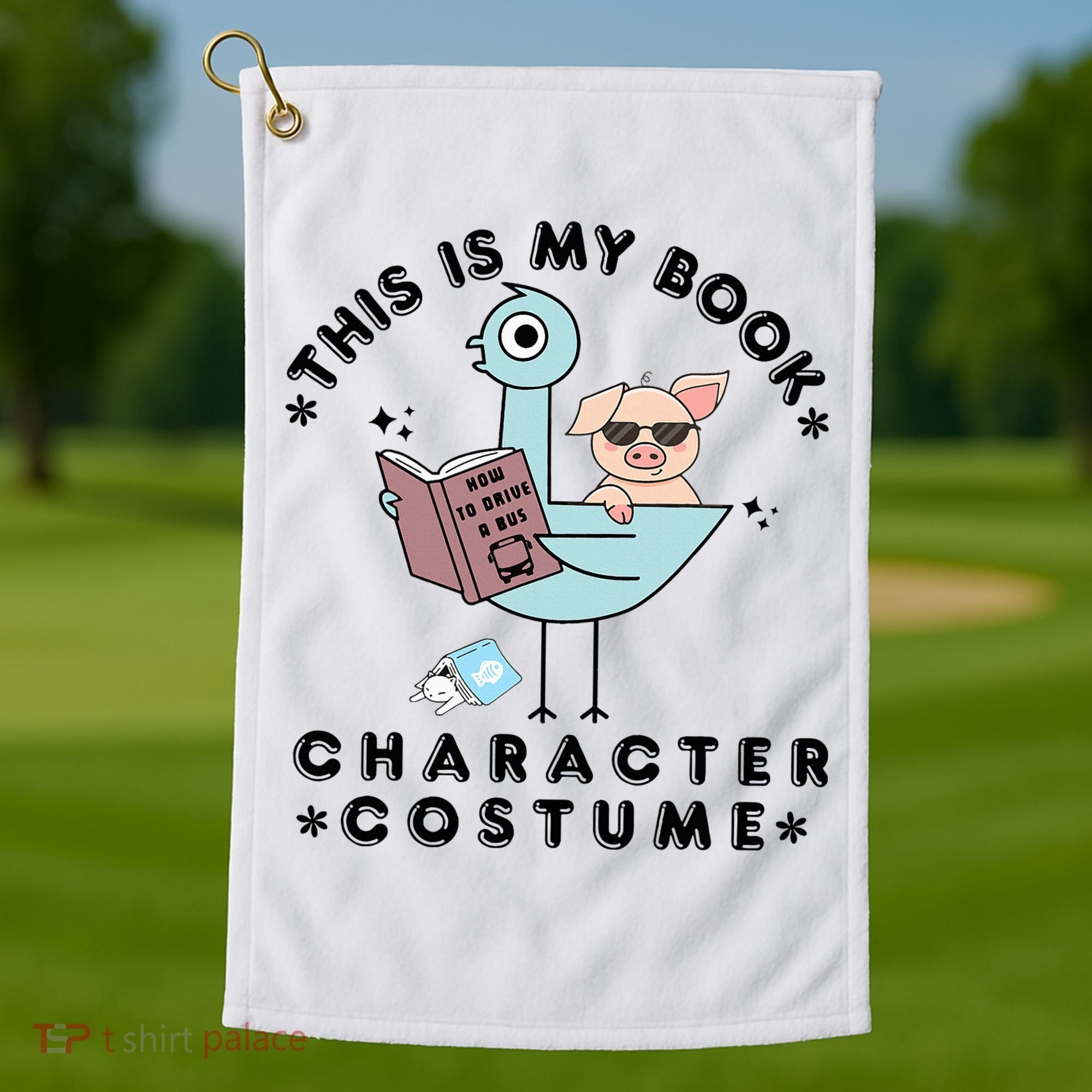 This Is My Book Character Costume Pigeon Reading Golf Towel