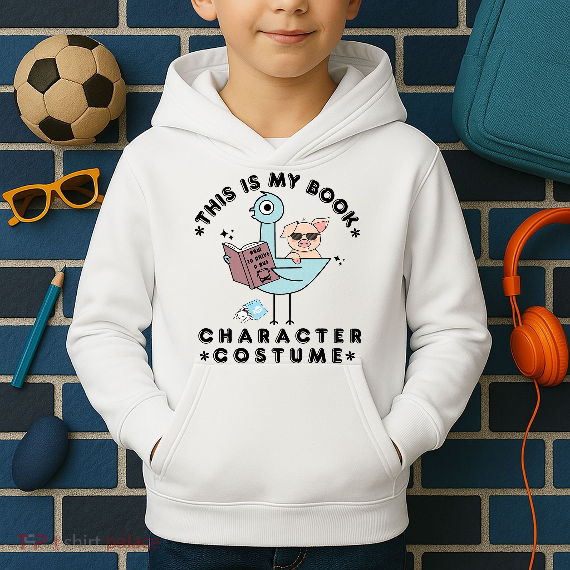 This Is My Book Character Costume Pigeon Reading Kids Hoodie