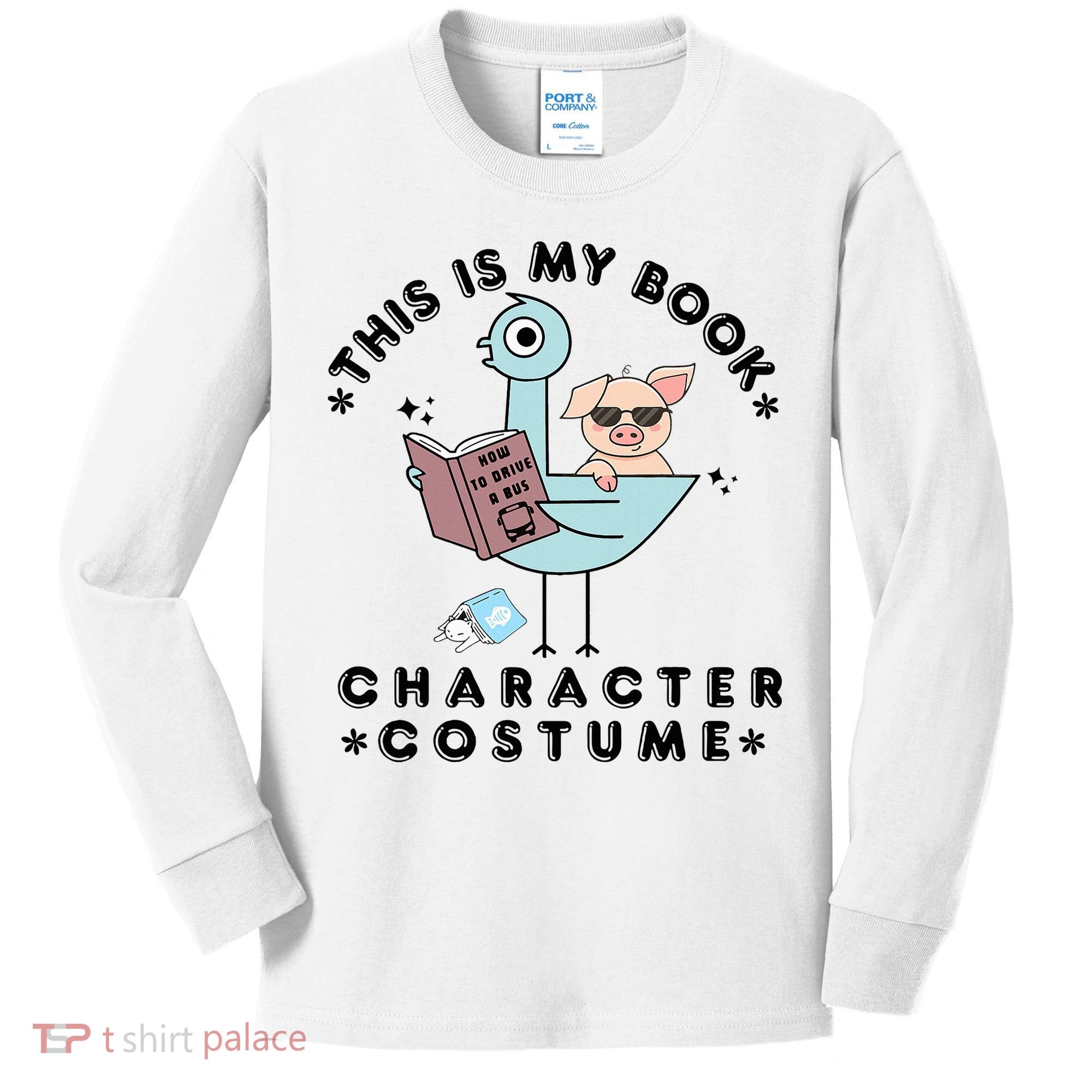 This Is My Book Character Costume Pigeon Reading Kids Long Sleeve Shirt
