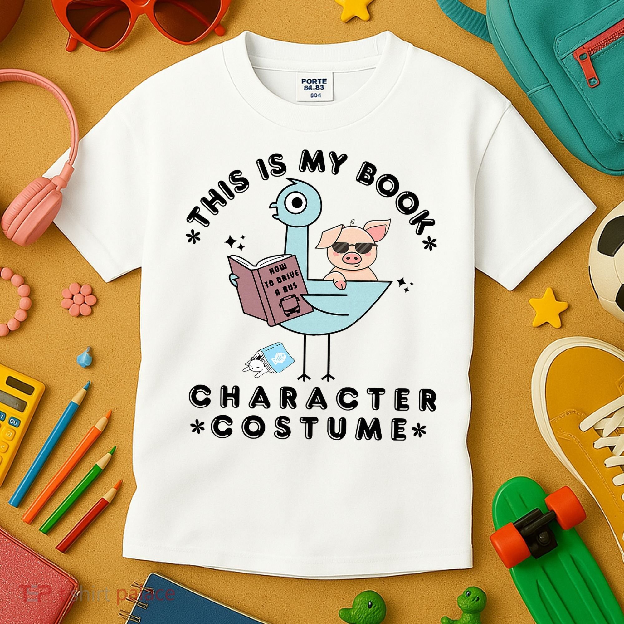 This Is My Book Character Costume Pigeon Reading Kids T-Shirt